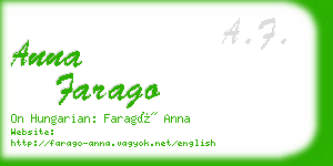 anna farago business card